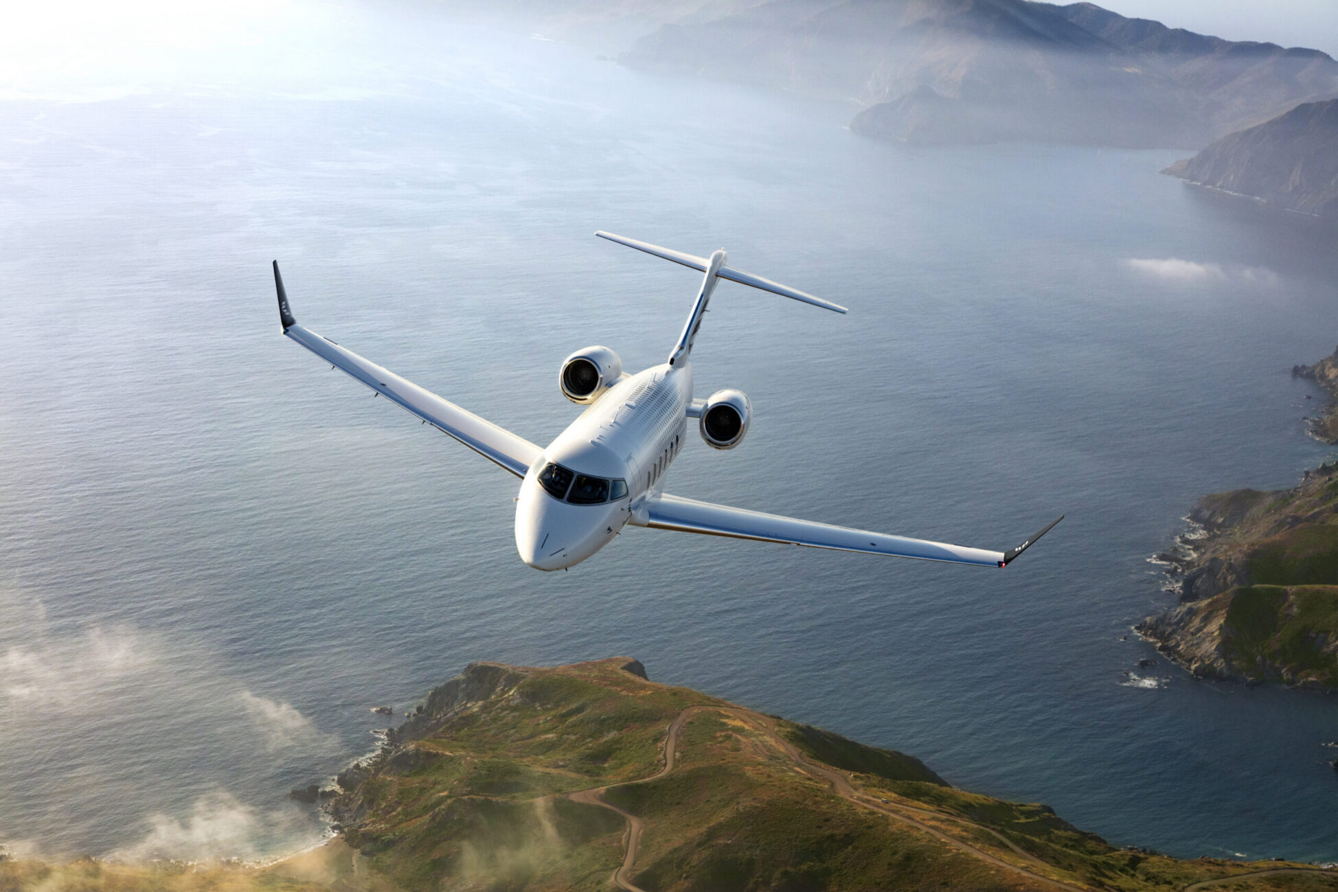 View of the sea from a private jet